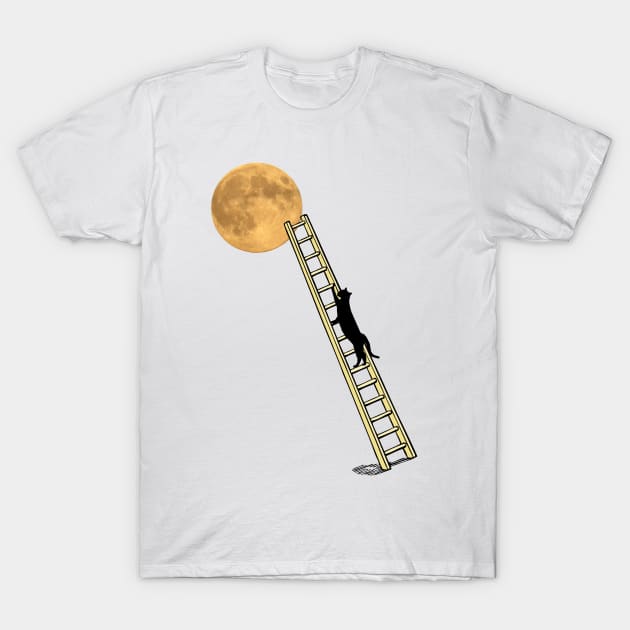 Cat and moon T-Shirt by Amadej